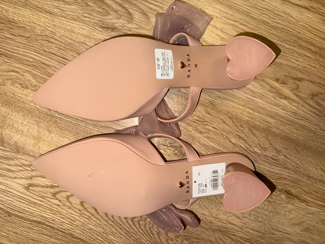 ランダ　シアーリボンミュールパンプス　ピンク　Mサイズ（23.5相当）