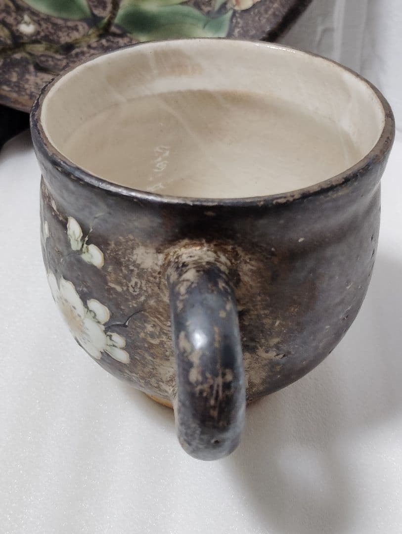 京焼　清水焼　陶葊　陶あん　椿と梅　カップ＆ソーサー　ペア