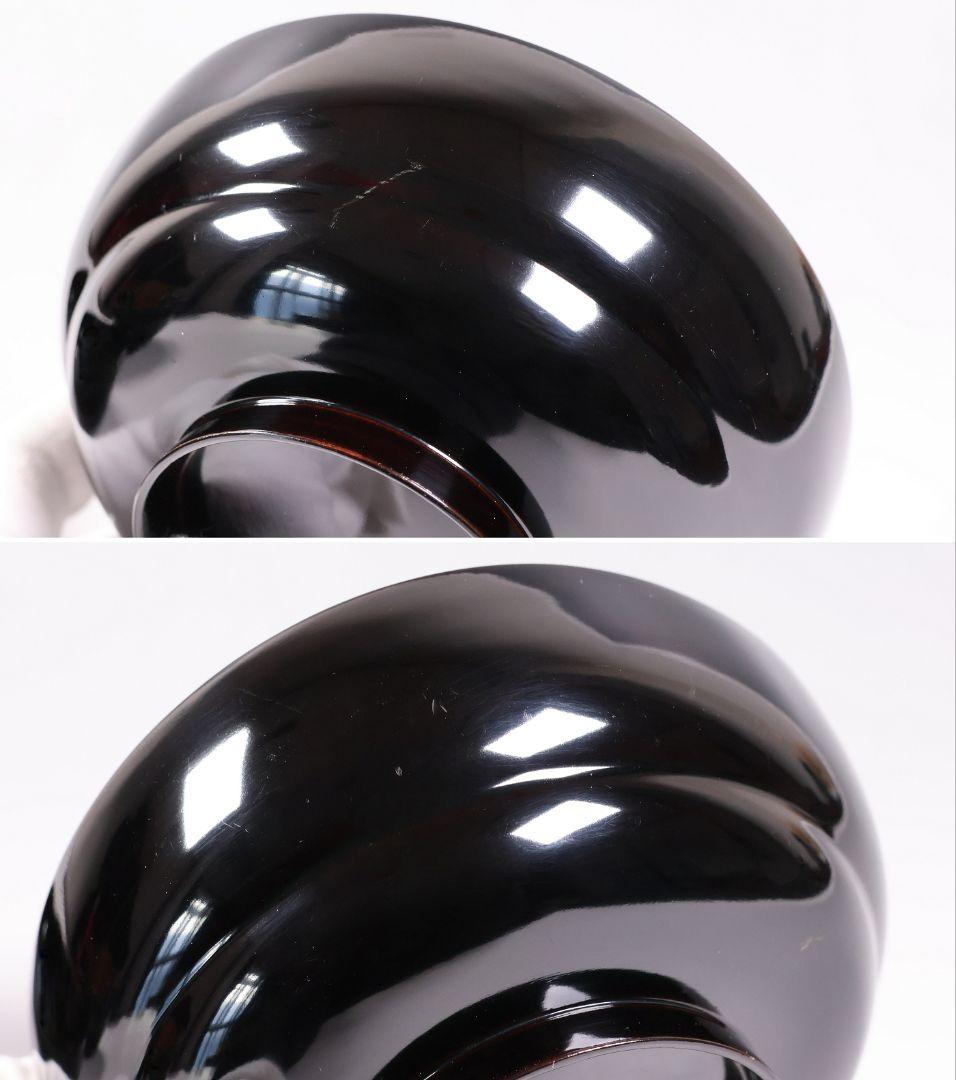 【CM414】輪島塗 松竹梅 金蒔絵 木瓜形 黒塗椀 三客 天然木漆塗 漆器