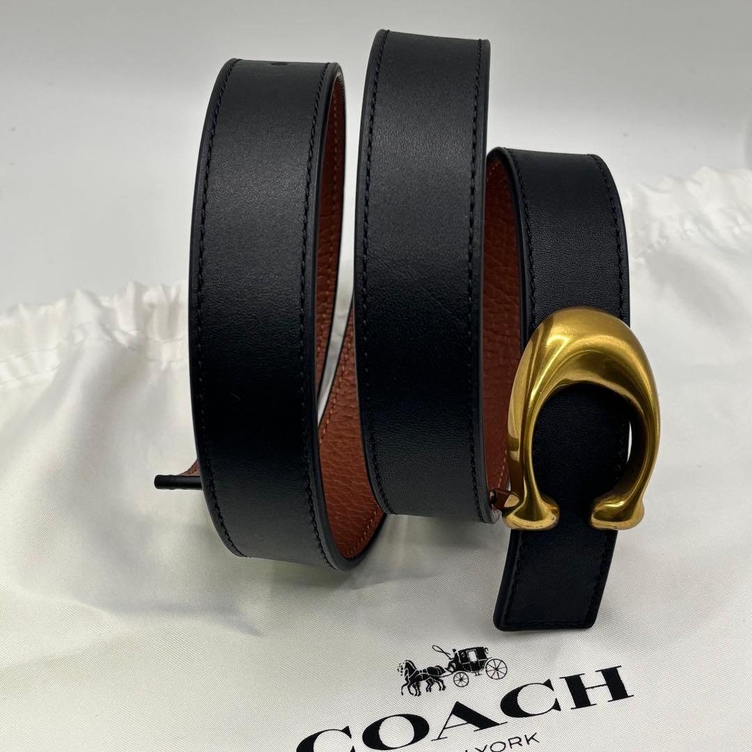【未使用】coach☆Cバックルリバーシブルベルト 黒＆茶