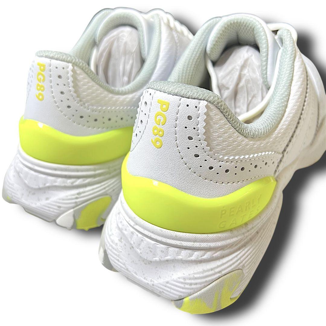 パーリーゲイツ ウィングチップTYPE スパイクレス ゴルフシューズ 白×黄色