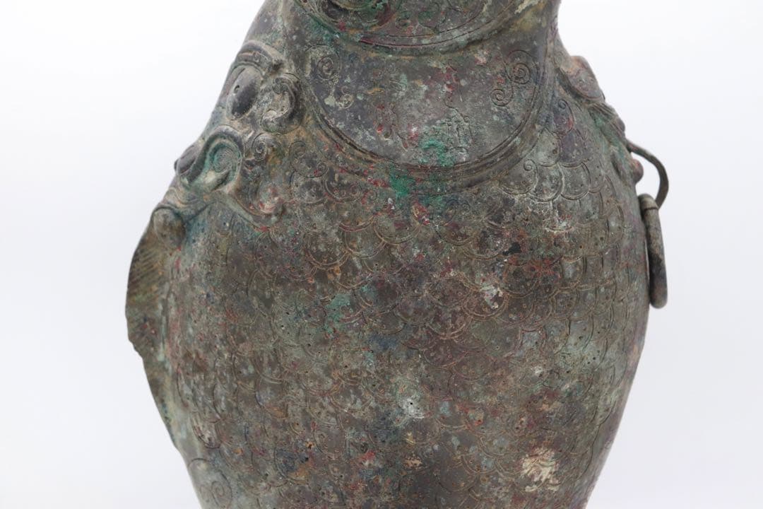 貴重　中国　古青銅器　魚型銅瓶　アンティーク　送料込み250922