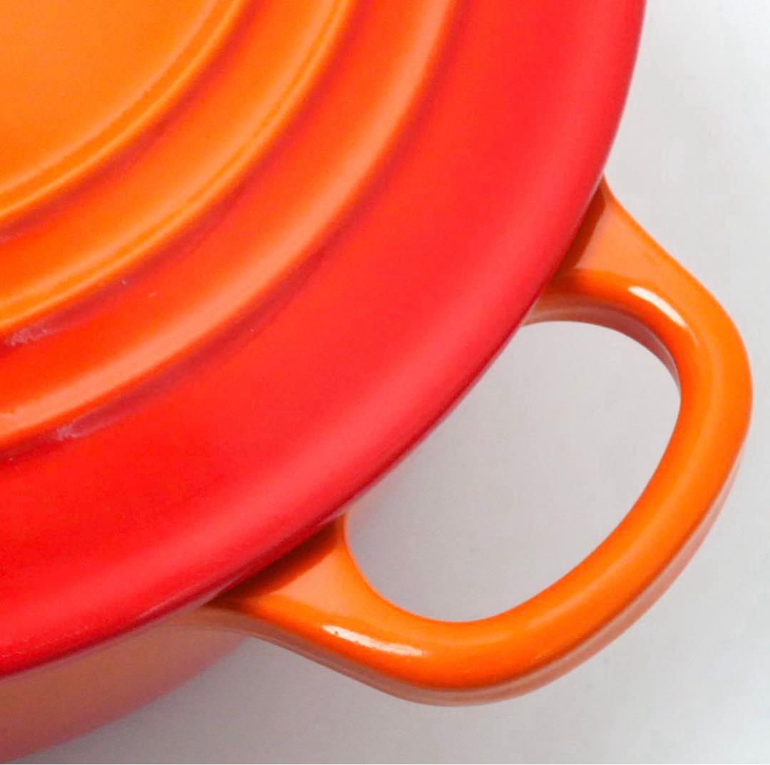 【美品】LE CREUSET　ココット ロンド オレンジ　22cm