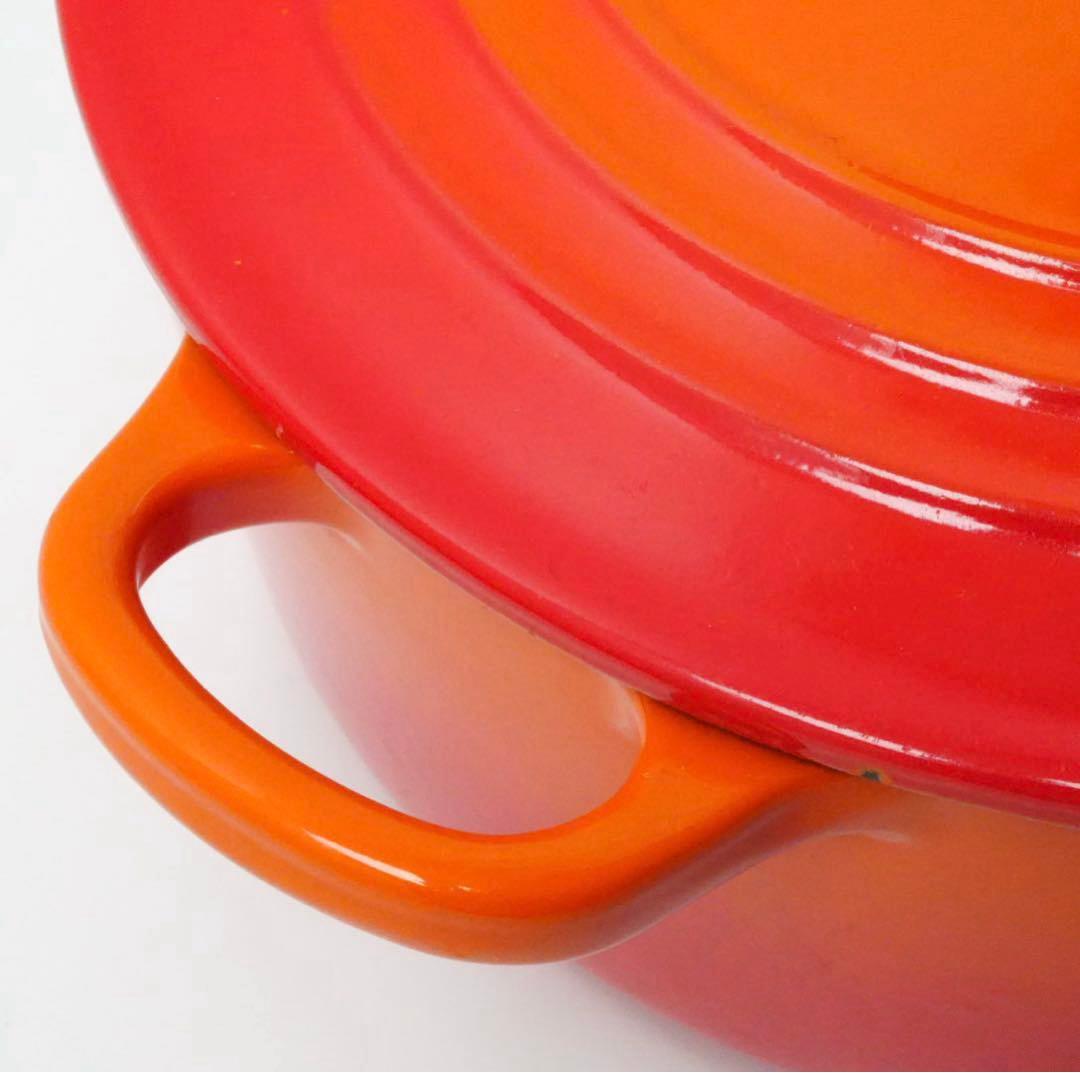 【美品】LE CREUSET　ココット ロンド オレンジ　22cm