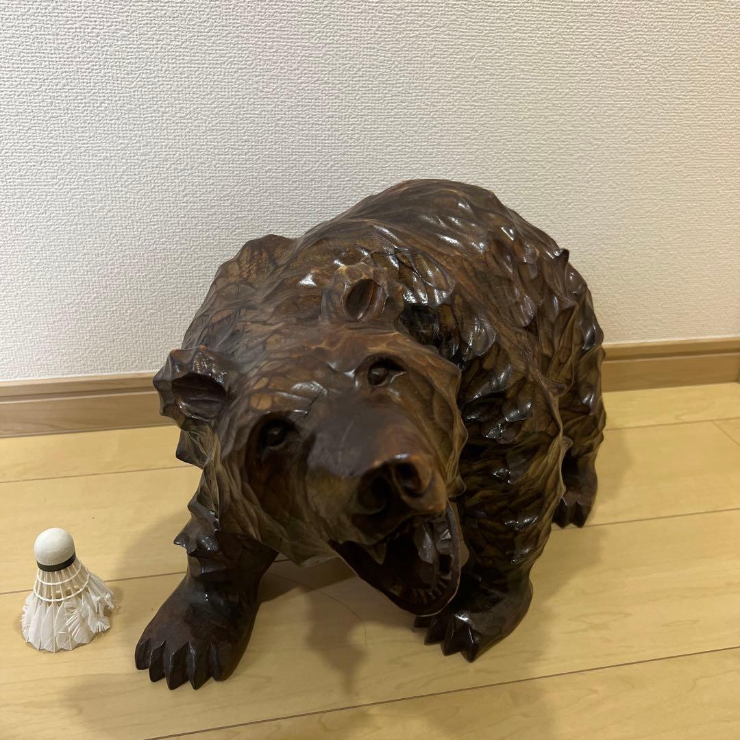 彫刻　熊　置物　木製　オシャレ　アンティーク　大型