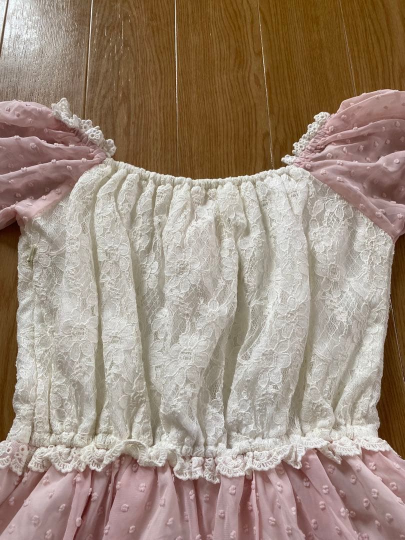 LIZ LISA ダブルレースアップオフショルワンピース レース ポコポコ