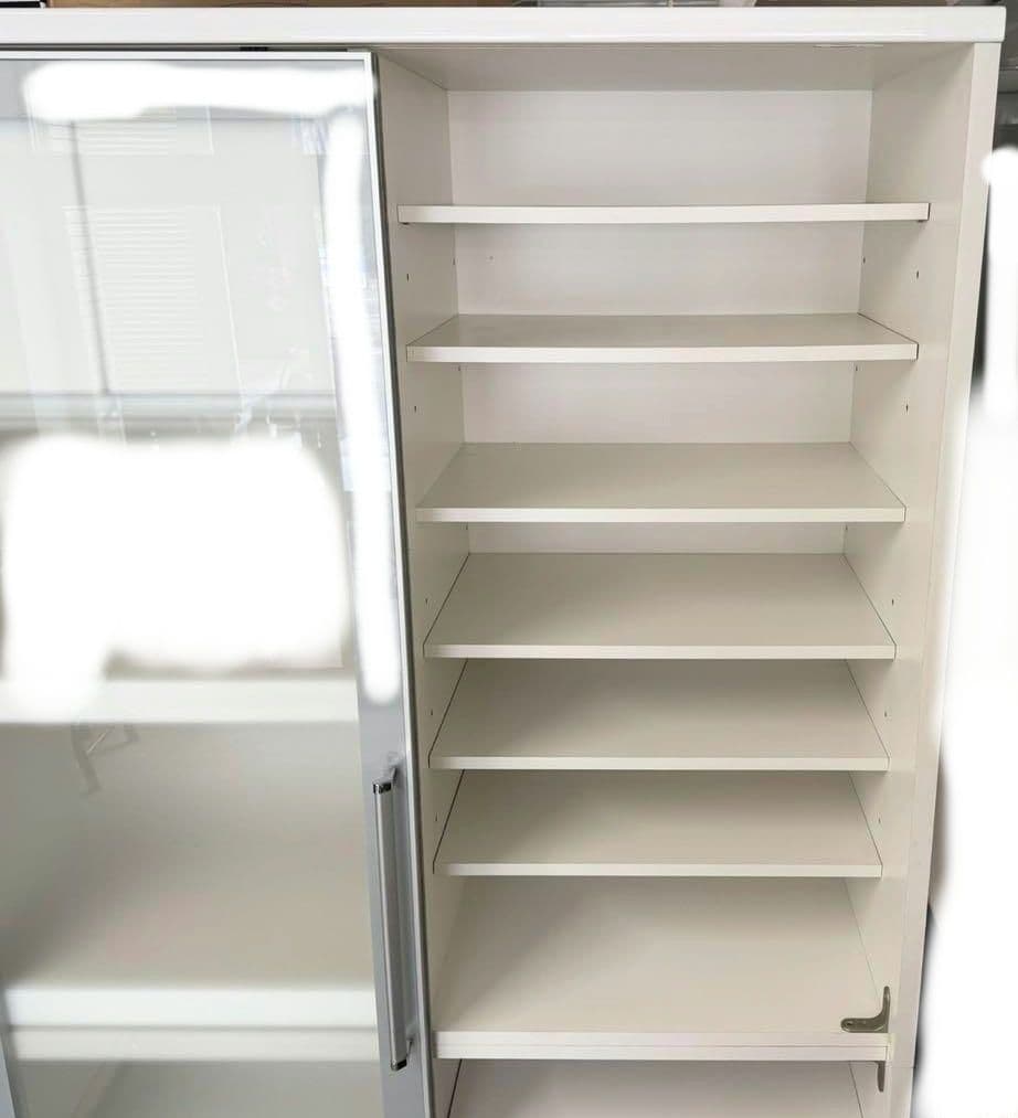 モリタインテリア 120cm幅 高さ205cmダイニングボード 食器棚 ホワイト