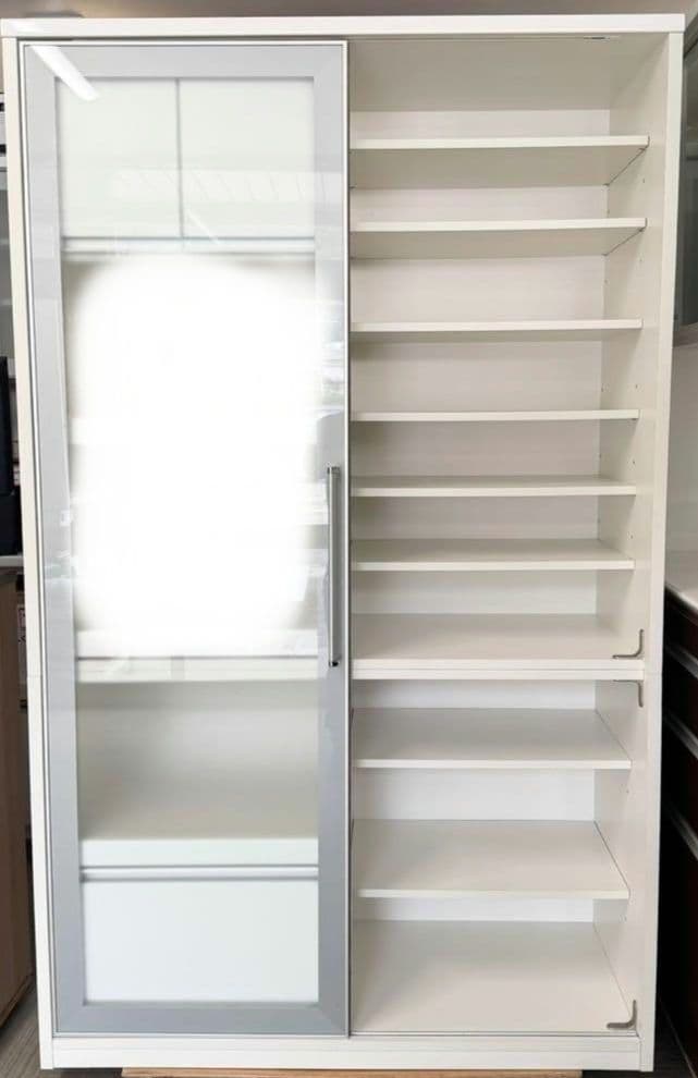 モリタインテリア 120cm幅 高さ205cmダイニングボード 食器棚 ホワイト