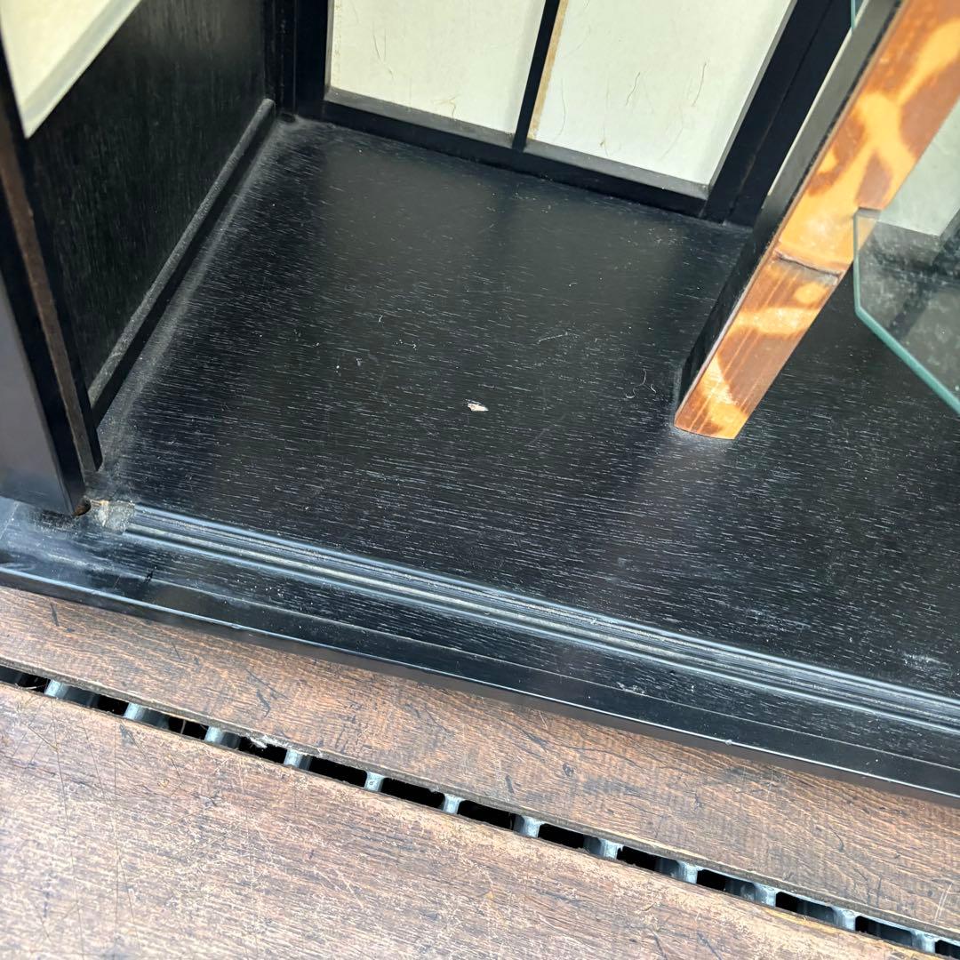 C壁 昭和レトロ 木製 茶箪笥 茶棚 ガラス戸 飾り棚 サイドボード 古家具