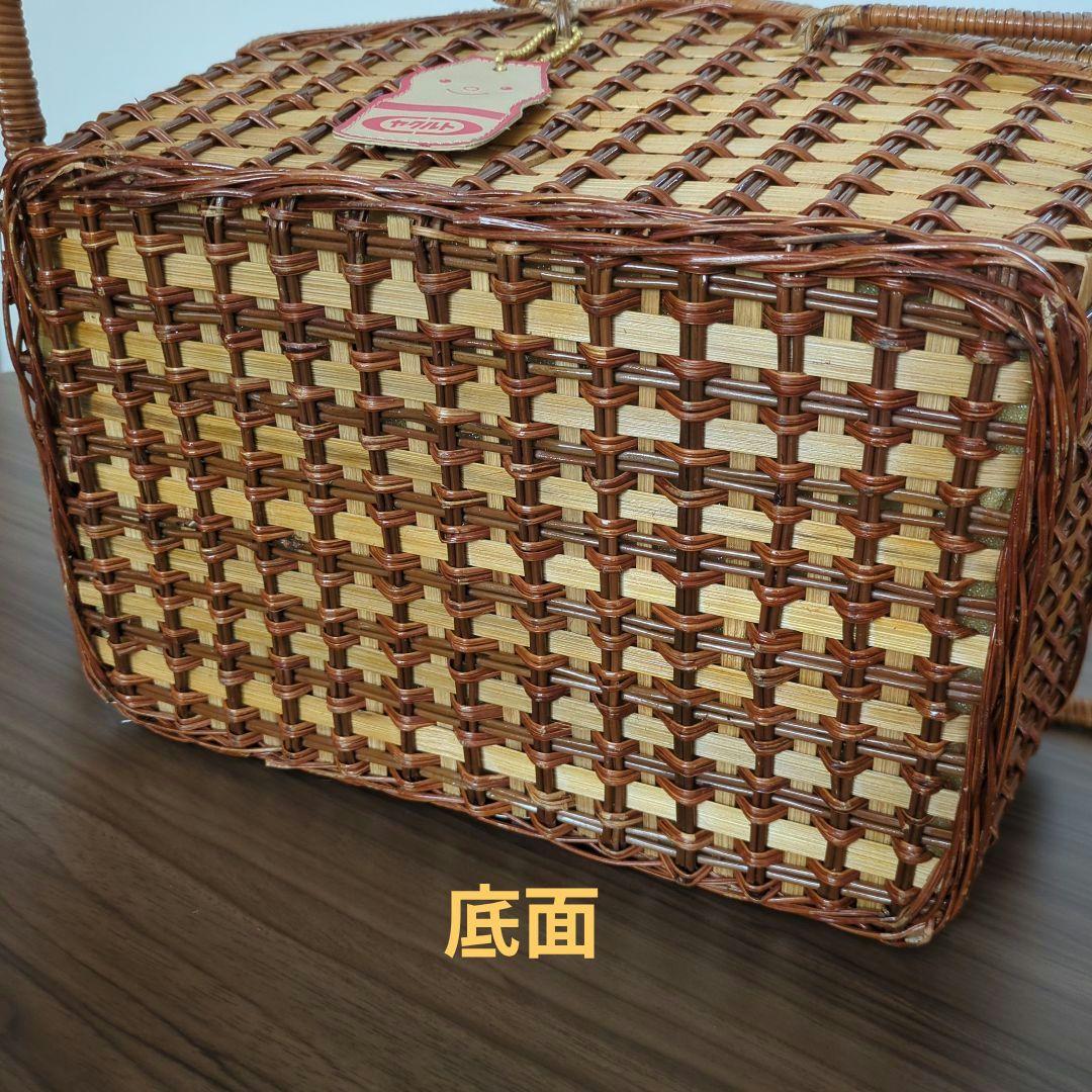 籐バスケット かごバッグ ピクニック ヤクルト 平成レトロ
