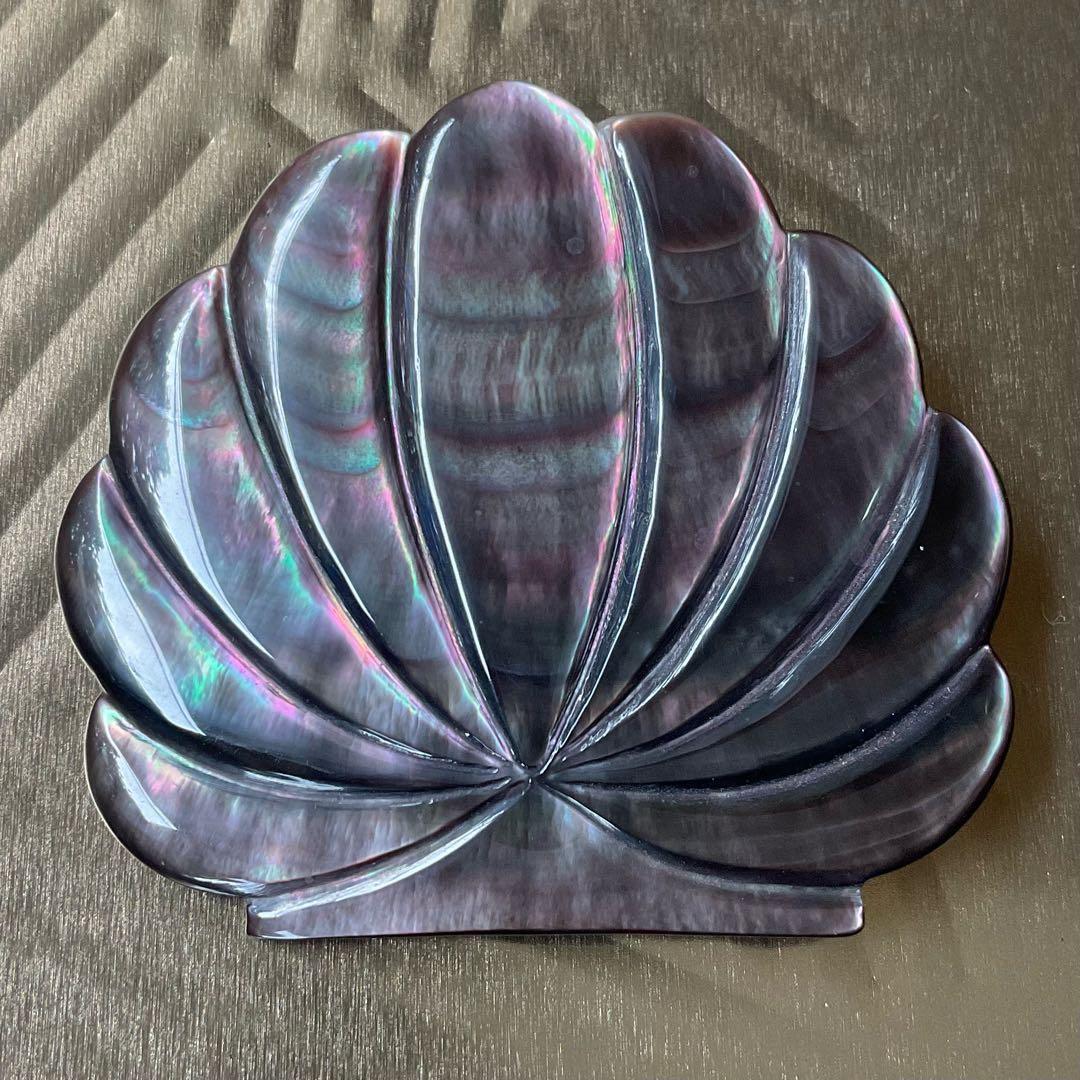 クロチョウ貝大ぶりブローチ　ブラックパールの母貝　大きめ　レトロ シルバー