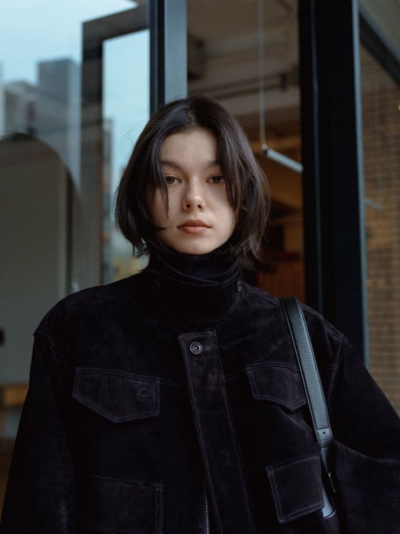 quilting liner real suède jacket/black