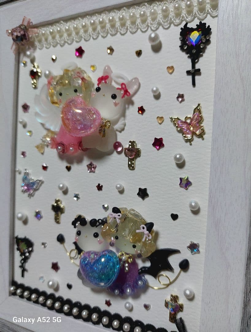 シーグラスアート 天使ちゃんと悪魔ちゃん♪お取り置き中です(⋆ᴗ͈ˬᴗ͈)”