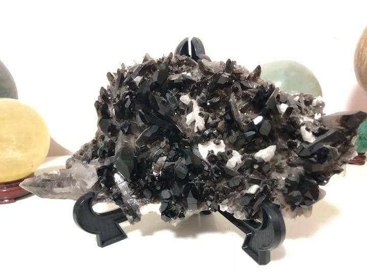 希少石 レア 極上 最高級黒水晶クラスター