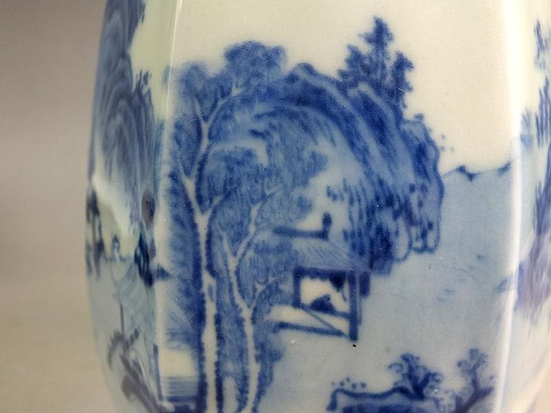 ☆ 平戸焼 染付六角徳利 江戸期 ☆A11