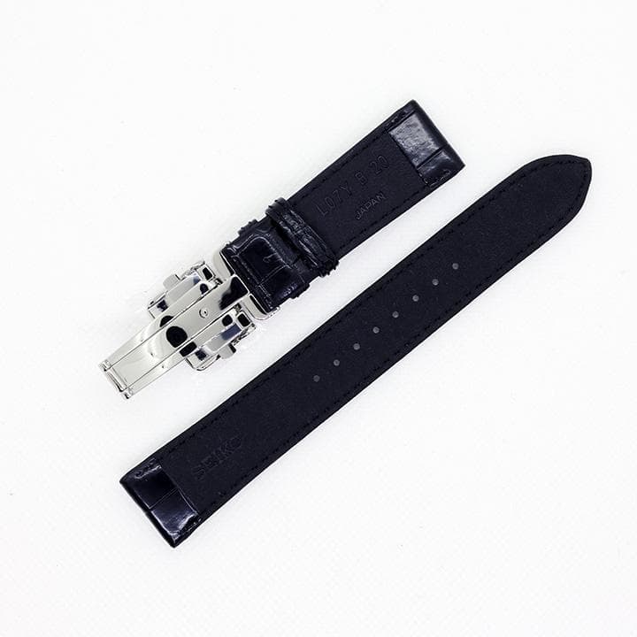 新品　SEIKO 純正レザー時計ベルト 黒 20mm バックル付き