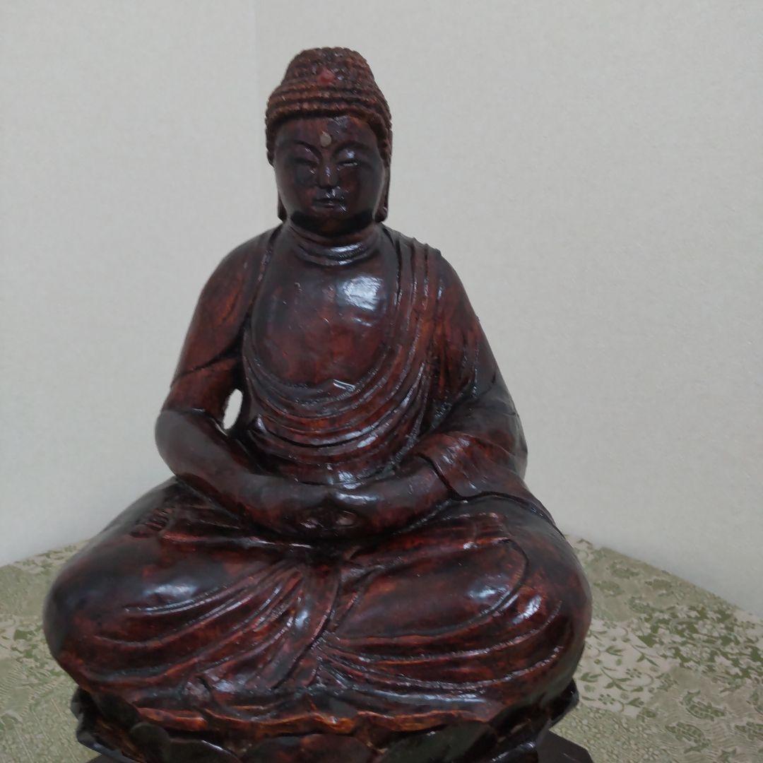 木彫り仏像　差し込み蓋木箱付