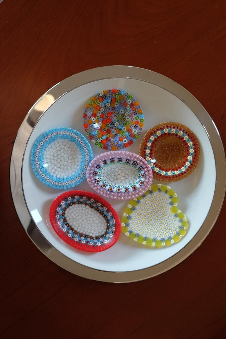 ベネチアンガラス ミルフィオリ プレート ムリーニ 田子美紀 江波冨士子