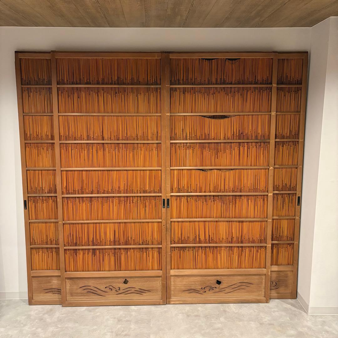 古い建具 1枚 簾戸 すど 葦戸よしど 夏障子 御簾戸 2/4