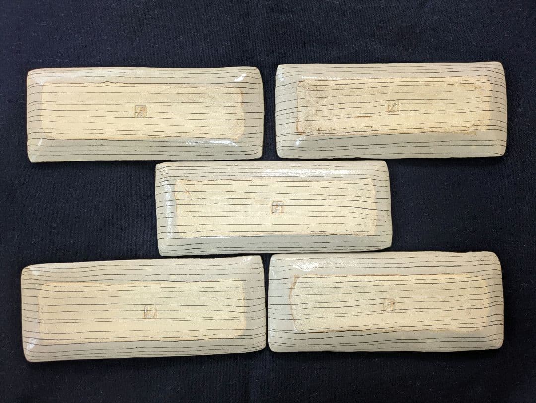 人間国宝【松井康成】練り上げ長皿5枚組