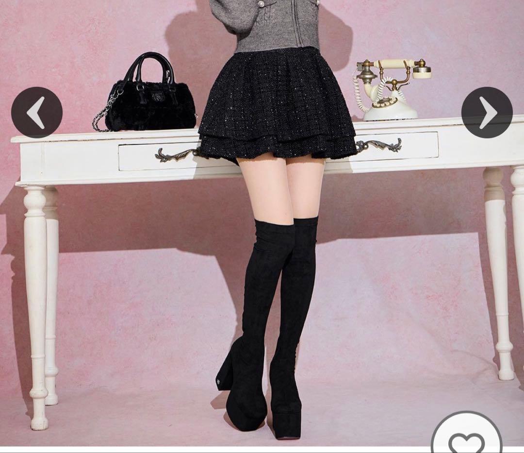 ミシェルマカロンニーハイブーツ ブラック サイズM