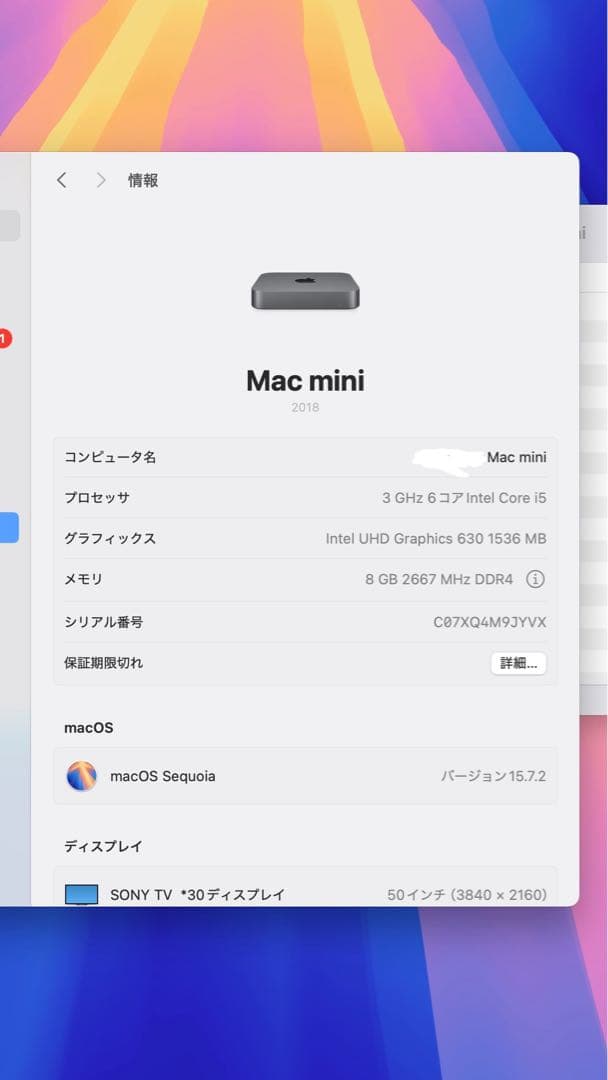 Macデスクトップ Mac mini Space Gray/3.0GHz 6C/8GB/256GB