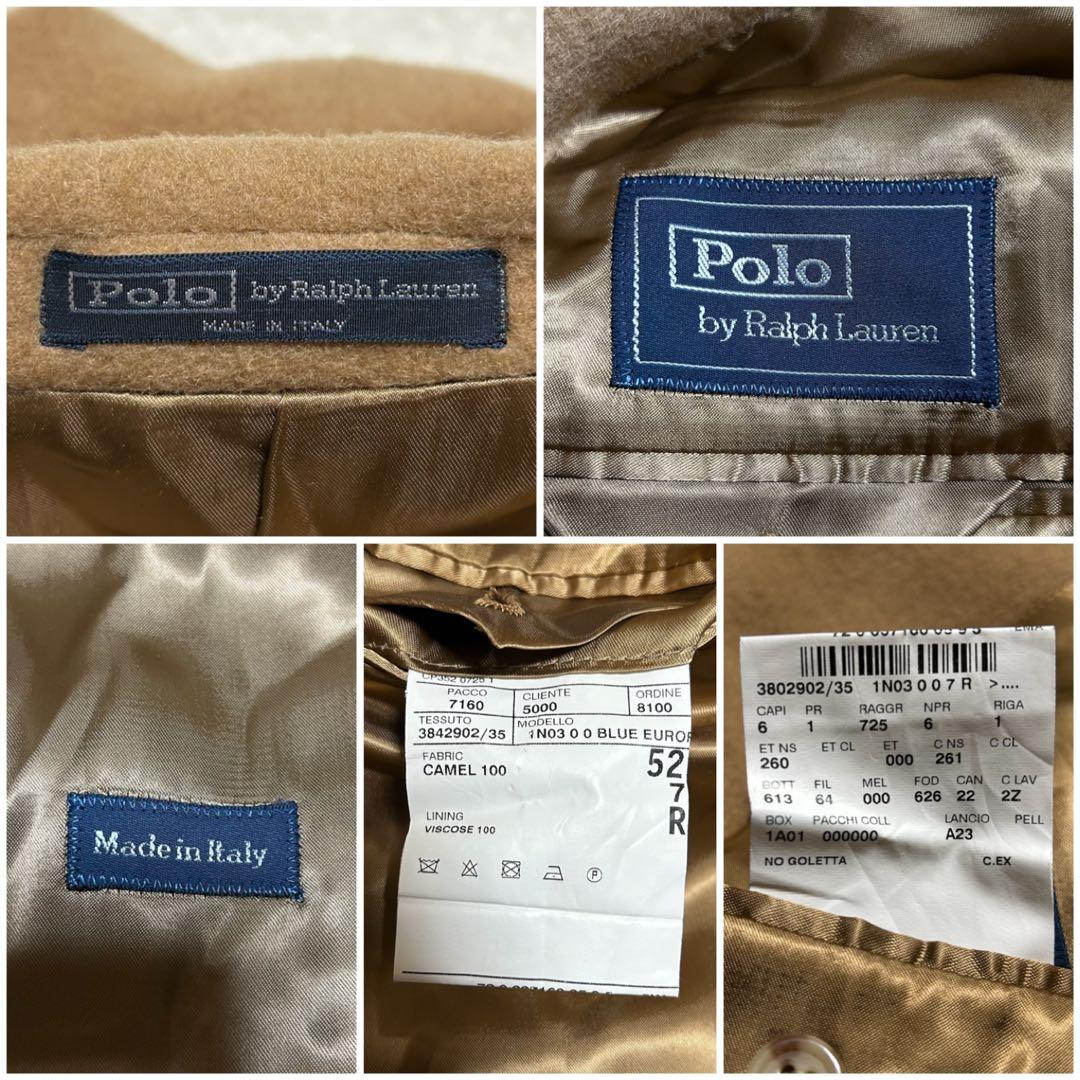 イタリア製 ポロバイラルフローレン キャメルヘア ダブルブレスト コート 52