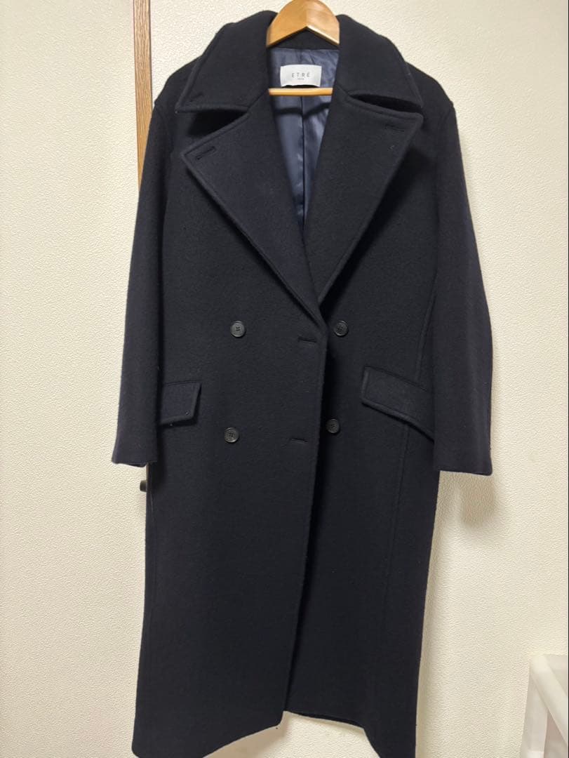ETRE TOKYO ダブルブレストウールコート　NAVY