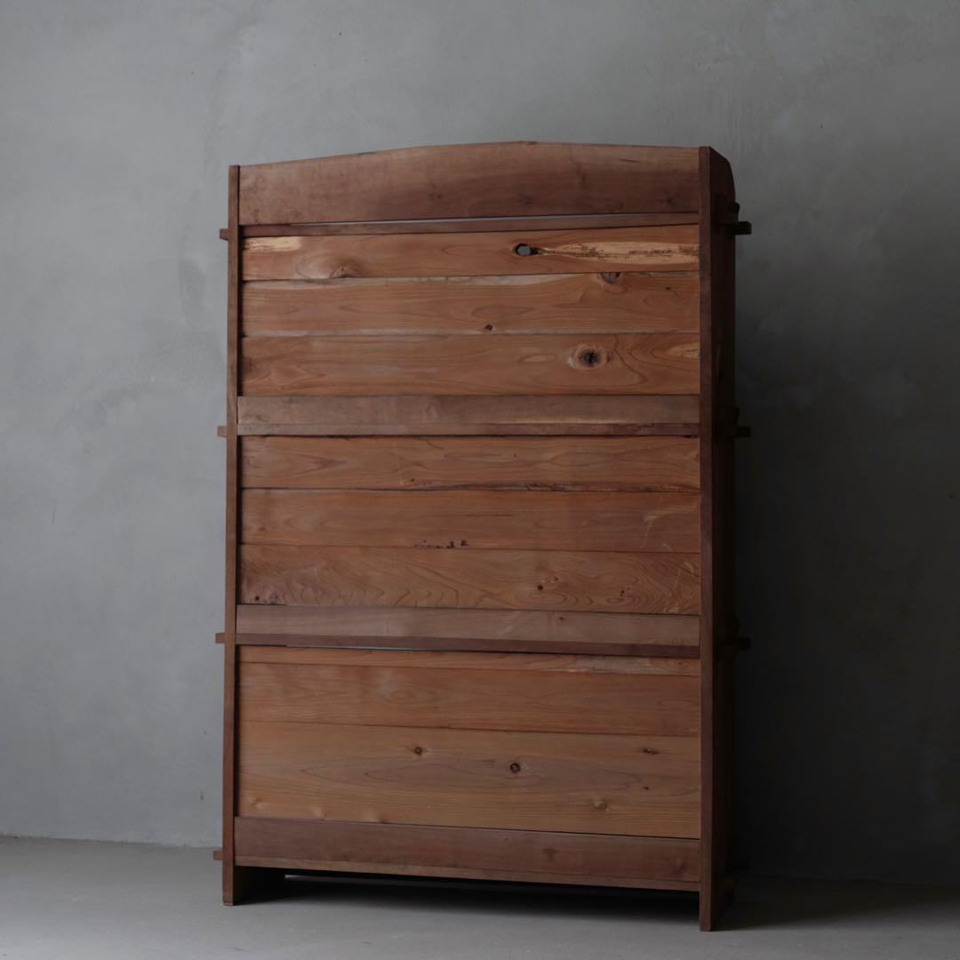 桜材 4段楔式本棚　陳列棚 収納棚 ブックシェルフ ラック 古家具 アンティーク