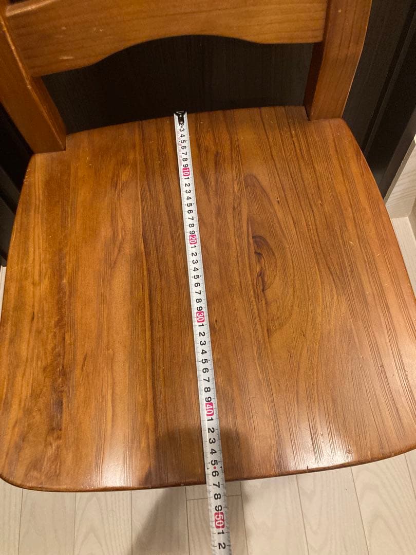 アンティーク　ビンテージ　木製ブラウンチェア 背もたれ3段　1脚