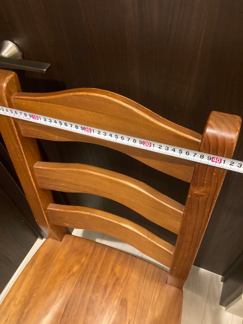 アンティーク　ビンテージ　木製ブラウンチェア 背もたれ3段　1脚