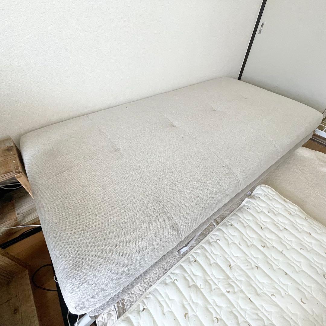 【美品】ニトリ　布張りソファベッド(MB07 BE) 3人掛け ソファ