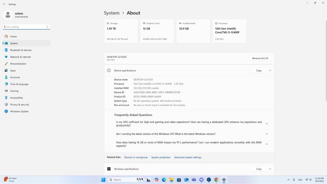 自動PC ゲーミングi5 12th/32gb/SSD1TB/RTX3060