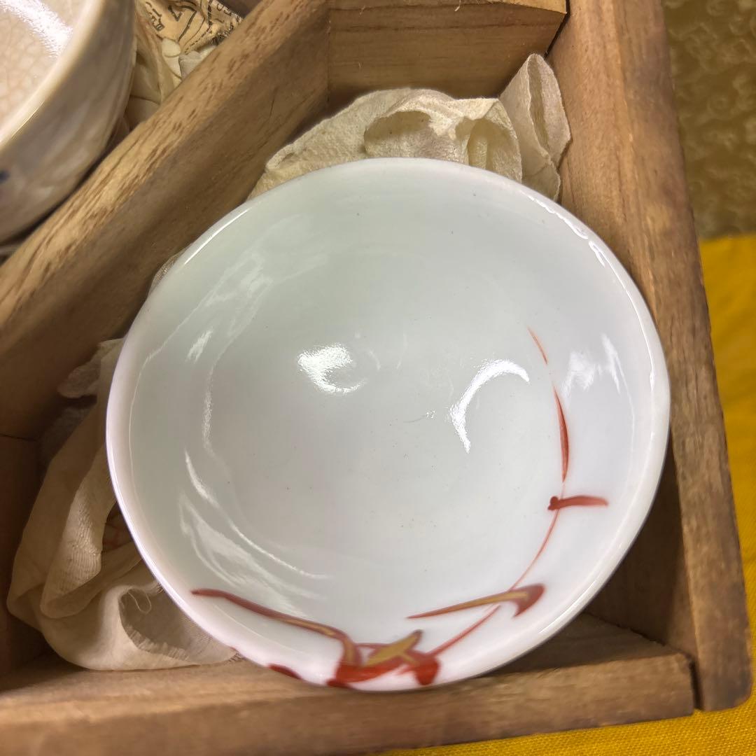 名工盃 竹泉 六兵衛 陶山 おちょこセット　時代箱　1023