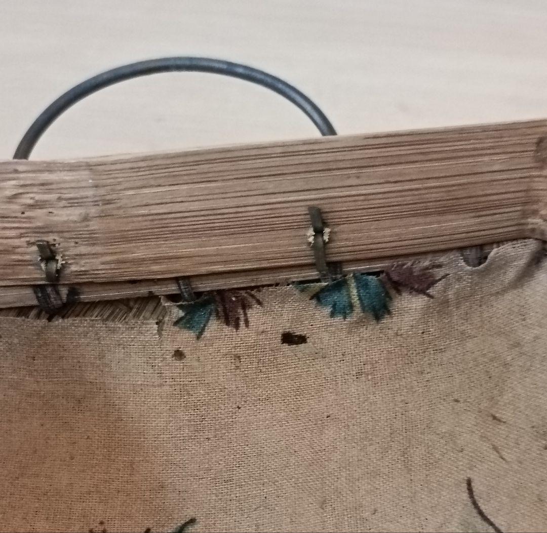 古い 弁当箱 竹編み 銅金具 　箸 網袋 木箱付