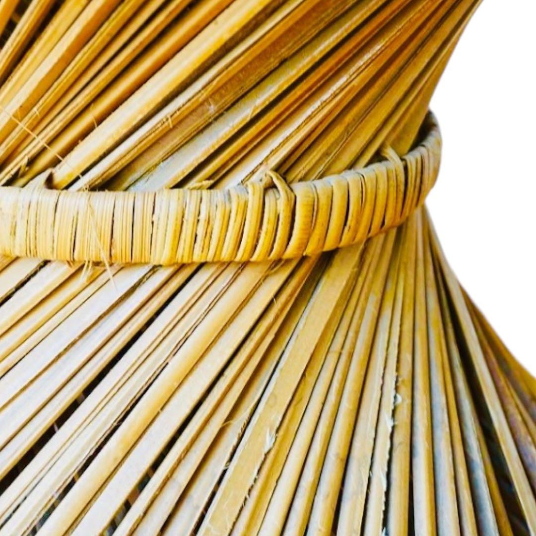 1970–80’s ヴィンテージ ラタン ラウンド サイドテーブル｜ガラス天板