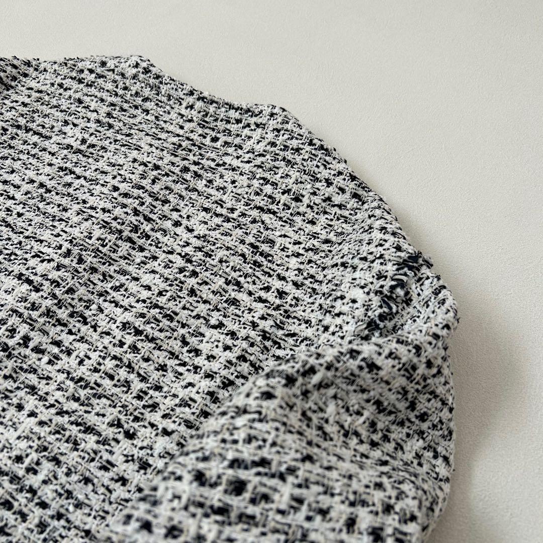 【美品】2025SS theory luxeツイードノーカラージャケット 38