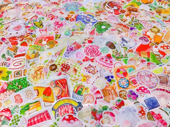 可愛いい❤️❤️フレークシール( ⸝⸝•ᴗ•⸝⸝ )うさちゃんの夏のピクニック♡♡