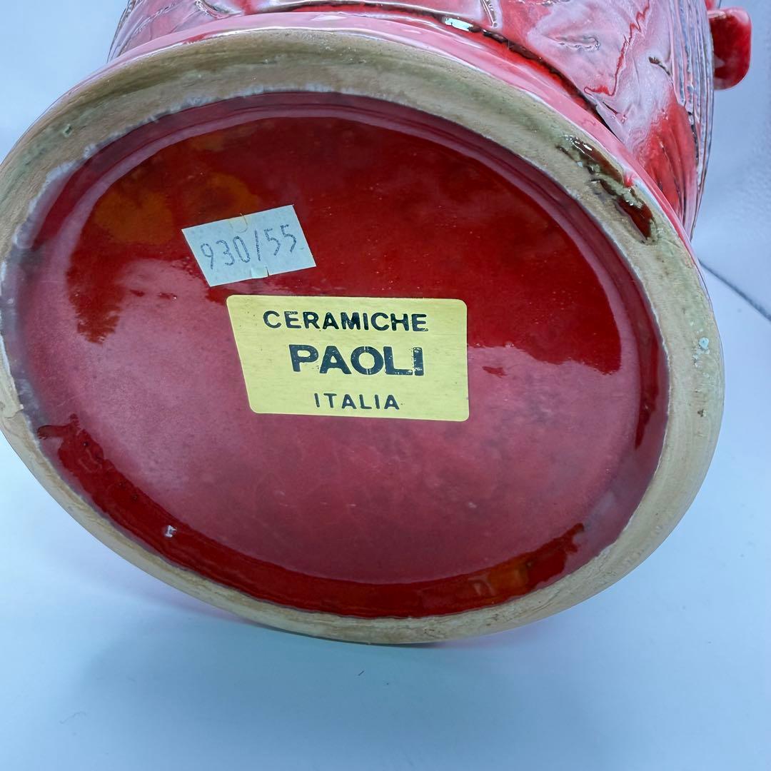 花瓶　イタリア製　サルデリ　イタリアンレッド　赤　花器　陶器製　フラワーベース