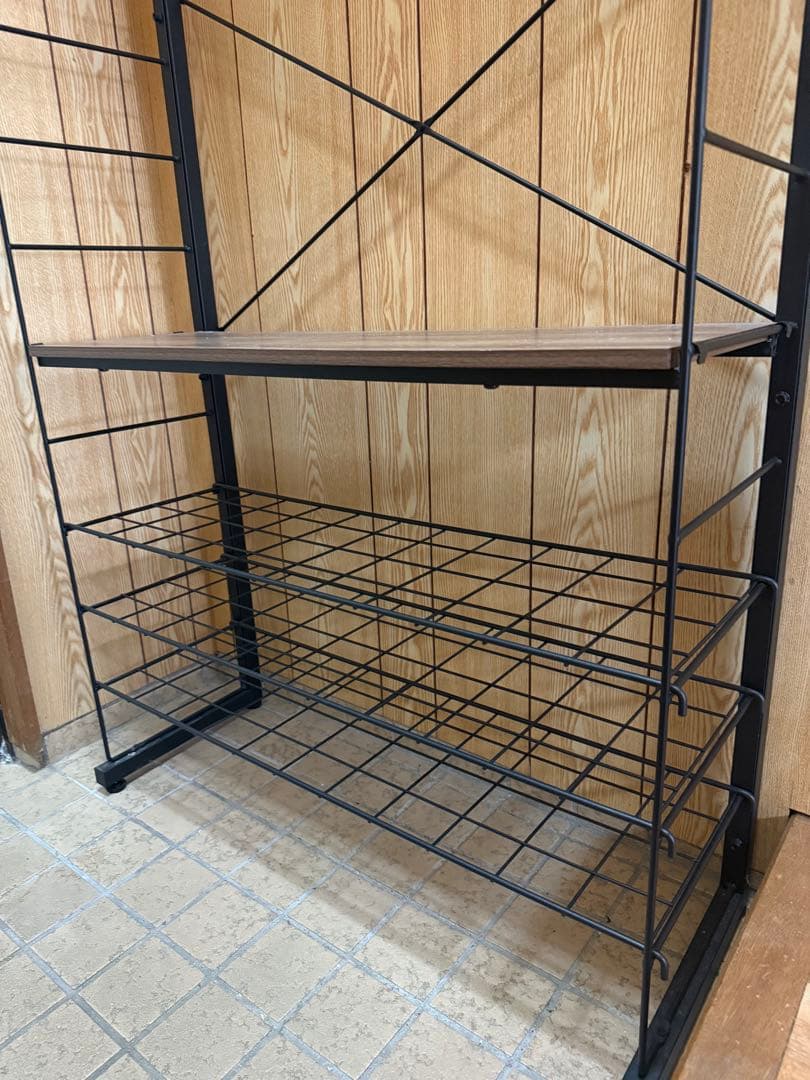 ちは　突っ張り壁面収納Nポルダ(ミドルブラウン)棚板3枚