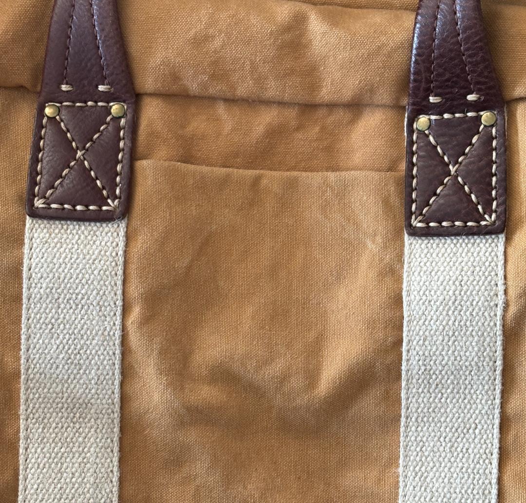 ＜genten（ゲンテン）＞　ボストンバッグ　キャンバス＆レザー　ショルダー紐付