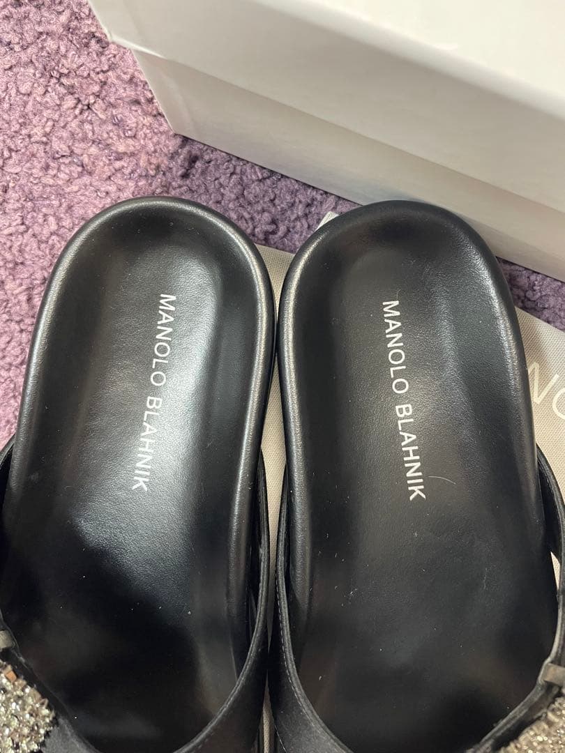 MANOLO BLAHNIK サテン マノロブラニク サンダル 37 24cm