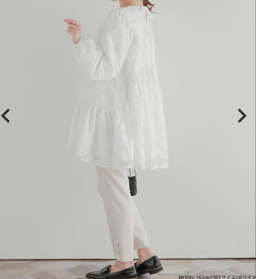 【新品】フィットモア　ジャガードパフスリーブチュニック