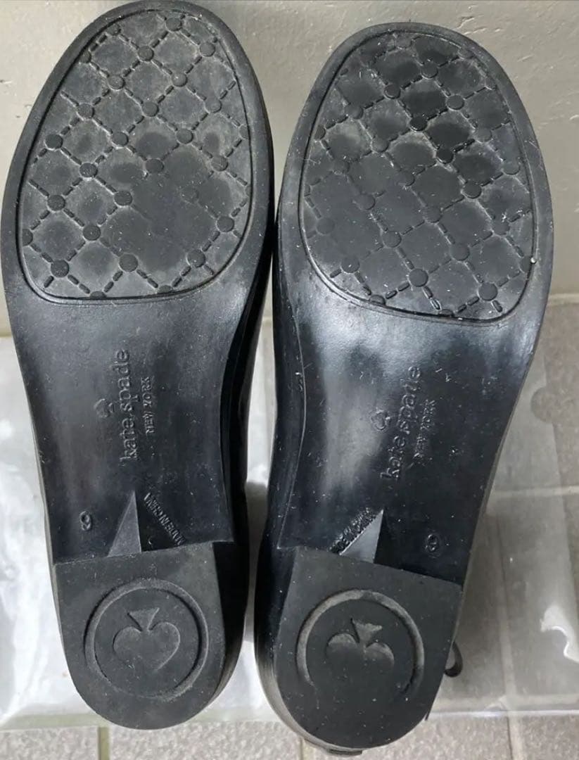 ★kate spade★ケイトスペード リボン ブラック レインブーツ 長靴 黒