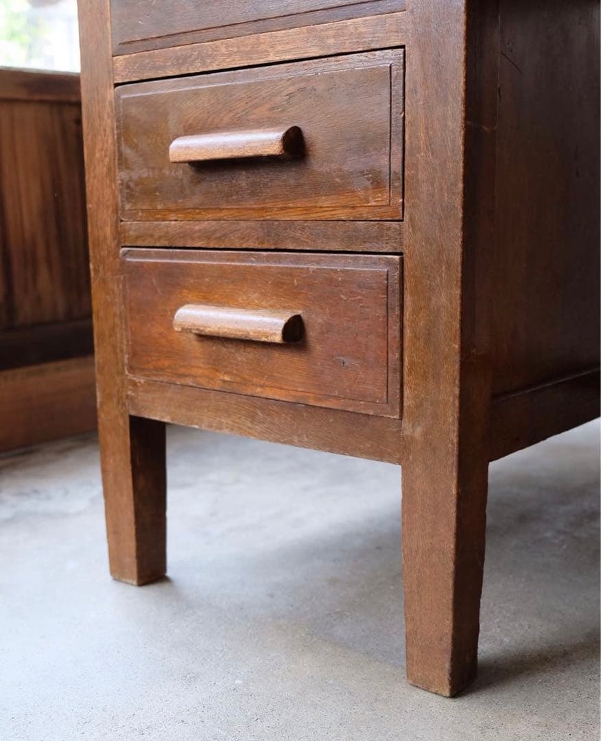 vincent 木製デスク 昭和レトロ 古道具 両袖机