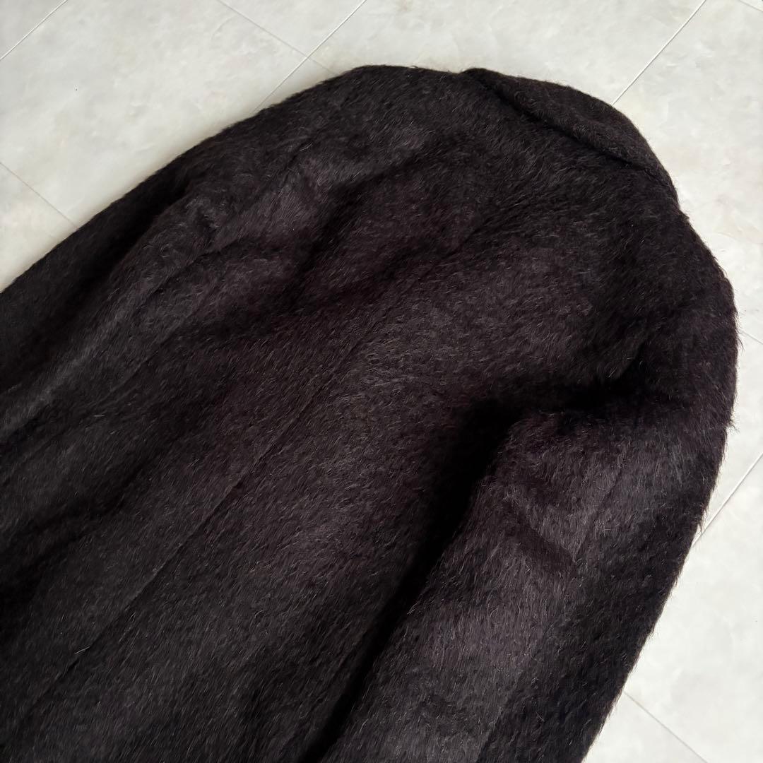 美品✨MaxMara アルパカ混シャギーロングコート 本革 イタリア製 44 茶