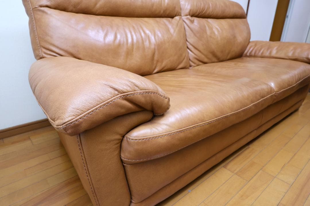 ニトリ　NITORI　2人～3人掛けハイバック・ソファ　本革　中古美品