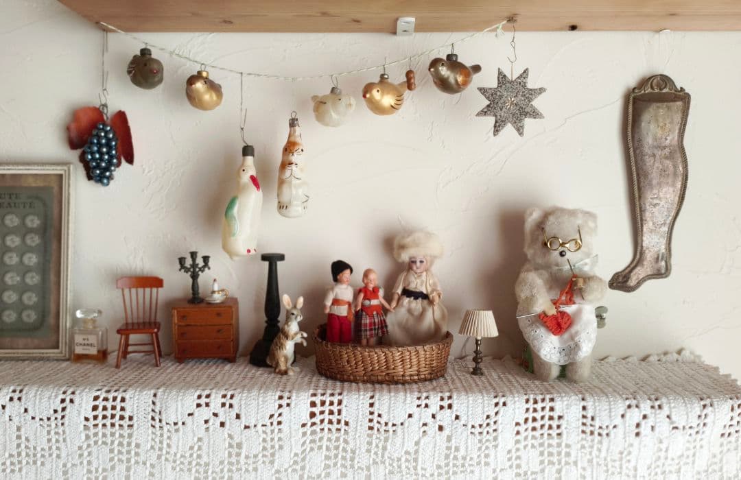 * vintage bear ❀ ゼンマイ仕掛けの 編み物 ネコさん