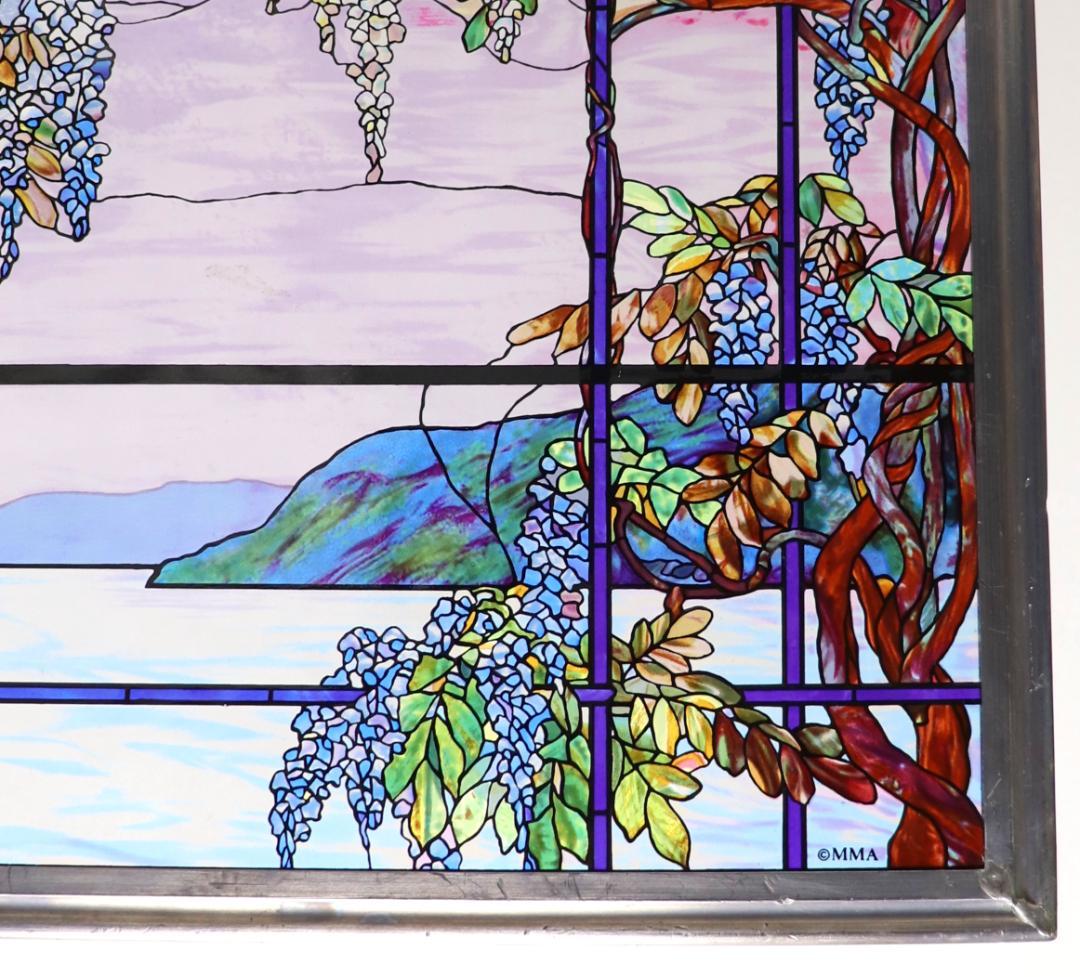 ルイス・C・ティファニー ヴィンテージ ステンドグラス 大型オイスターベイの風景