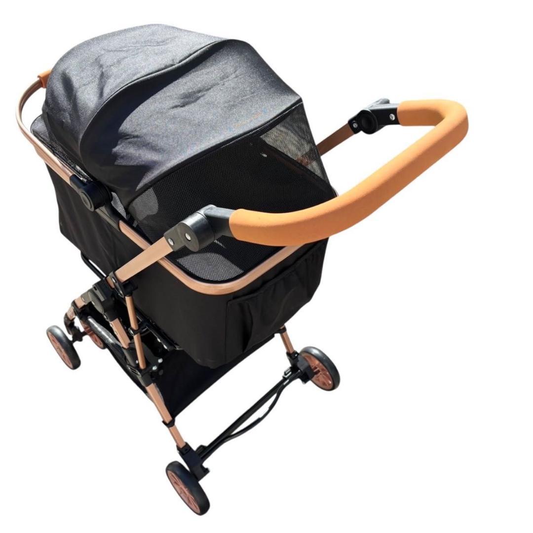 【美品】 ペットカート 2way 折りたたみ 軽量 輪止め ブレーキ付